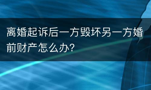 离婚起诉后一方毁坏另一方婚前财产怎么办？