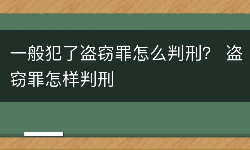 一般犯了盗窃罪怎么判刑？ 盗窃罪怎样判刑