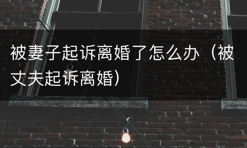 被妻子起诉离婚了怎么办（被丈夫起诉离婚）