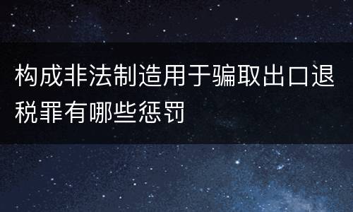 构成非法制造用于骗取出口退税罪有哪些惩罚