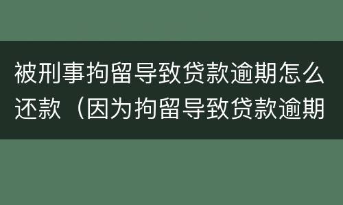 被刑事拘留导致贷款逾期怎么还款（因为拘留导致贷款逾期）