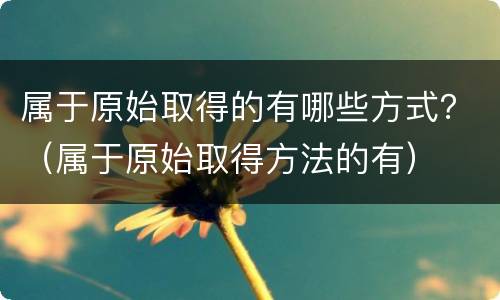 属于原始取得的有哪些方式？（属于原始取得方法的有）
