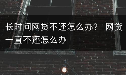长时间网贷不还怎么办？ 网贷一直不还怎么办