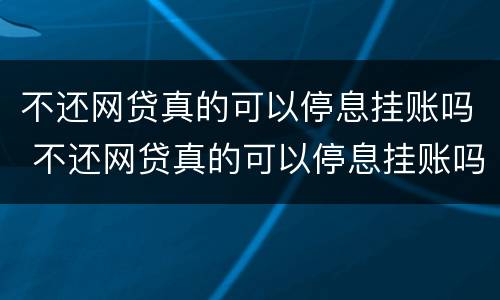 不还网贷真的可以停息挂账吗 不还网贷真的可以停息挂账吗