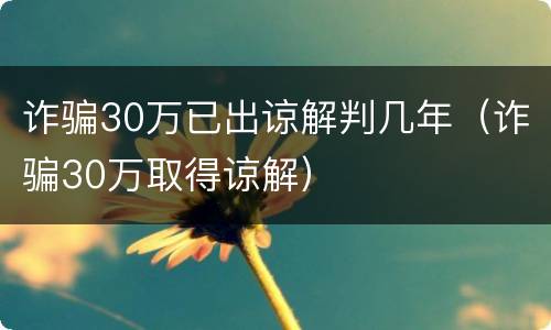 诈骗30万已出谅解判几年（诈骗30万取得谅解）