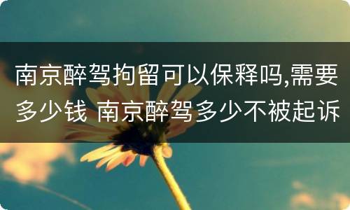 南京醉驾拘留可以保释吗,需要多少钱 南京醉驾多少不被起诉