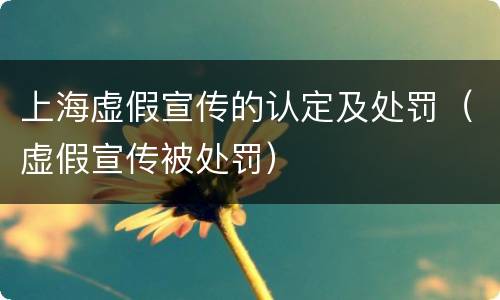 上海虚假宣传的认定及处罚（虚假宣传被处罚）