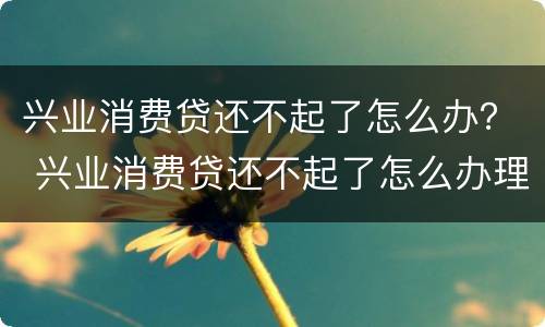兴业消费贷还不起了怎么办？ 兴业消费贷还不起了怎么办理