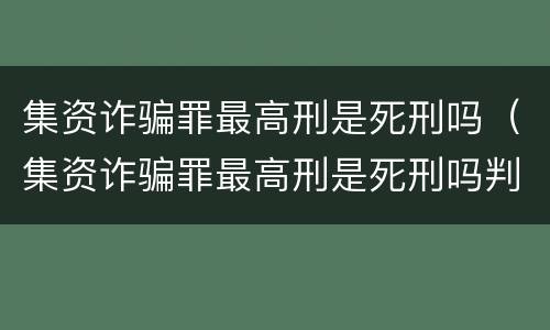 集资诈骗罪最高刑是死刑吗（集资诈骗罪最高刑是死刑吗判几年）
