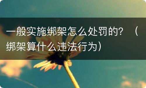 一般实施绑架怎么处罚的？（绑架算什么违法行为）