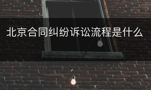 北京合同纠纷诉讼流程是什么