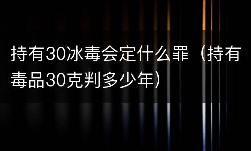 持有30冰毒会定什么罪（持有毒品30克判多少年）