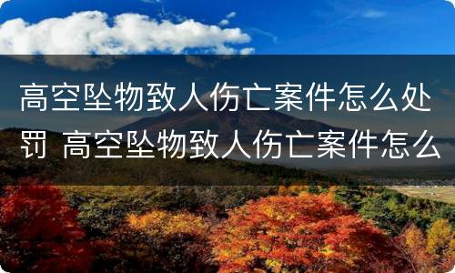 高空坠物致人伤亡案件怎么处罚 高空坠物致人伤亡案件怎么处罚的