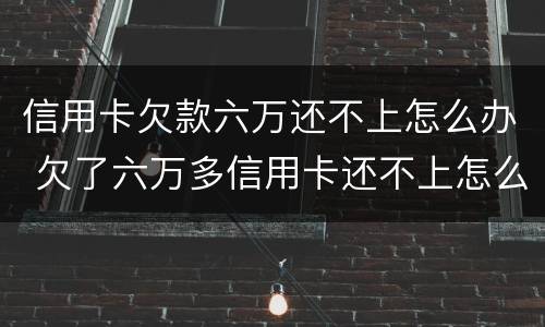 信用卡欠款六万还不上怎么办 欠了六万多信用卡还不上怎么办