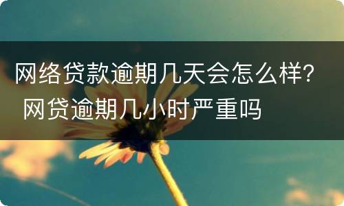 网络贷款逾期几天会怎么样？ 网贷逾期几小时严重吗