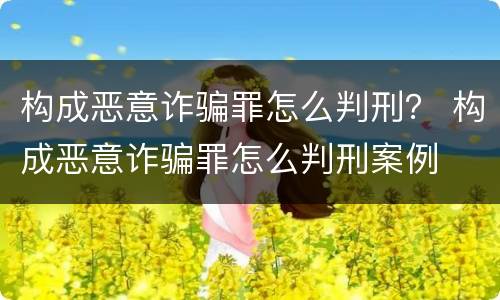 构成恶意诈骗罪怎么判刑？ 构成恶意诈骗罪怎么判刑案例