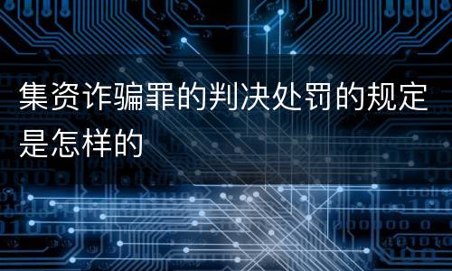集资诈骗罪的判决处罚的规定是怎样的