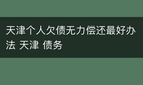 天津个人欠债无力偿还最好办法 天津 债务