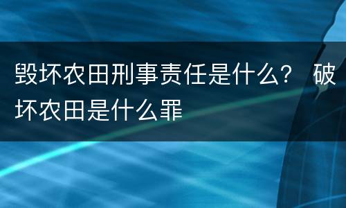 毁坏农田刑事责任是什么？ 破坏农田是什么罪
