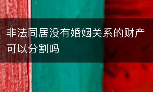 非法同居没有婚姻关系的财产可以分割吗