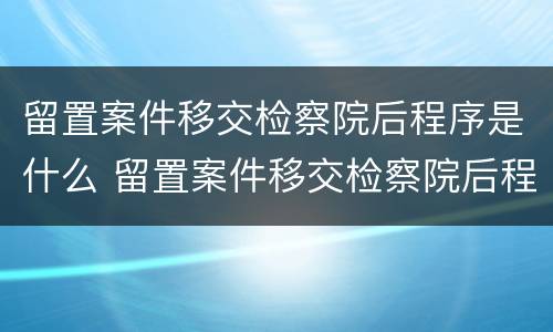 留置案件移交检察院后程序是什么 留置案件移交检察院后程序是什么呢
