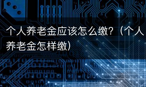 个人养老金应该怎么缴?（个人养老金怎样缴）