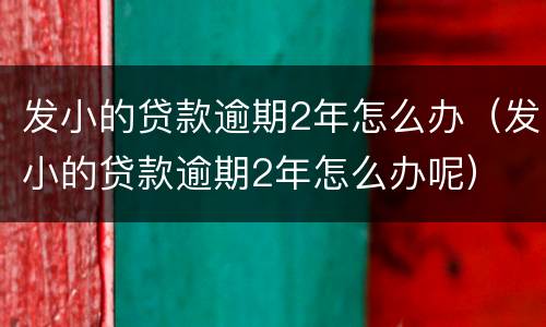 发小的贷款逾期2年怎么办（发小的贷款逾期2年怎么办呢）