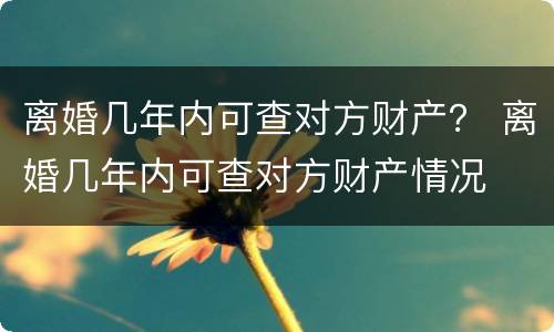 离婚几年内可查对方财产？ 离婚几年内可查对方财产情况