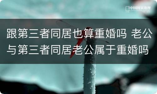 跟第三者同居也算重婚吗 老公与第三者同居老公属于重婚吗