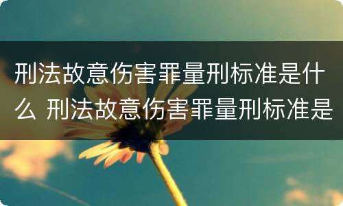 刑法故意伤害罪量刑标准是什么 刑法故意伤害罪量刑标准是什么