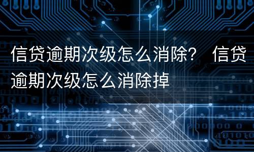 信贷逾期次级怎么消除？ 信贷逾期次级怎么消除掉