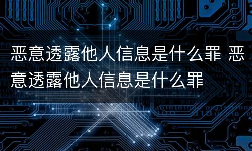 恶意透露他人信息是什么罪 恶意透露他人信息是什么罪