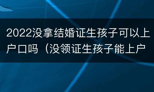 2022没拿结婚证生孩子可以上户口吗（没领证生孩子能上户口吗）