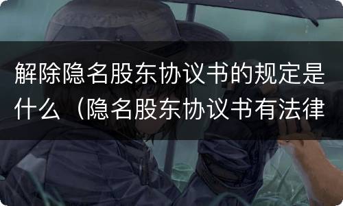 解除隐名股东协议书的规定是什么（隐名股东协议书有法律效力吗）