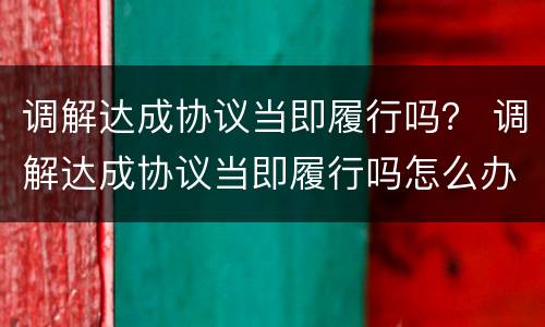 调解达成协议当即履行吗？ 调解达成协议当即履行吗怎么办