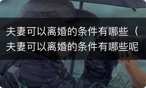 夫妻可以离婚的条件有哪些（夫妻可以离婚的条件有哪些呢）