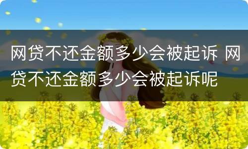 网贷不还金额多少会被起诉 网贷不还金额多少会被起诉呢