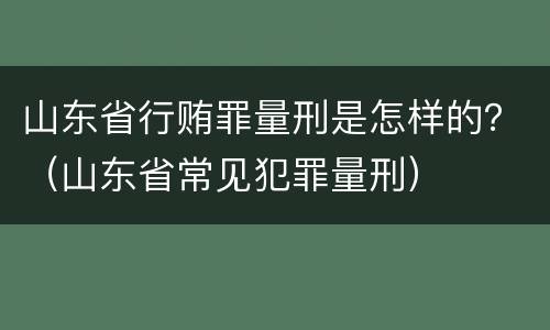 山东省行贿罪量刑是怎样的？（山东省常见犯罪量刑）
