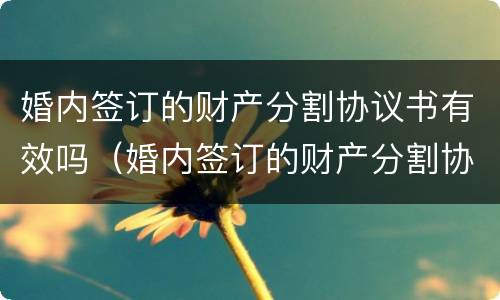 婚内签订的财产分割协议书有效吗（婚内签订的财产分割协议书有效吗）