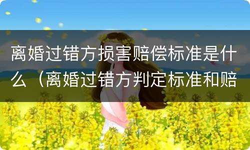 离婚过错方损害赔偿标准是什么（离婚过错方判定标准和赔偿）