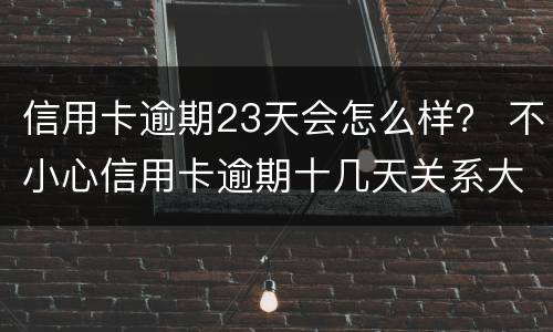 信用卡逾期23天会怎么样？ 不小心信用卡逾期十几天关系大吗