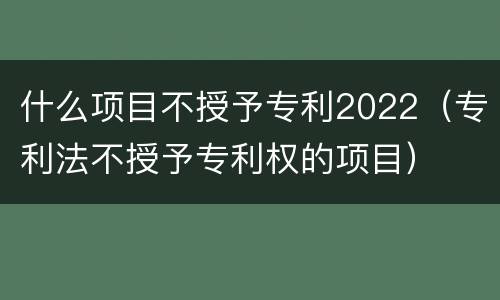 什么项目不授予专利2022（专利法不授予专利权的项目）