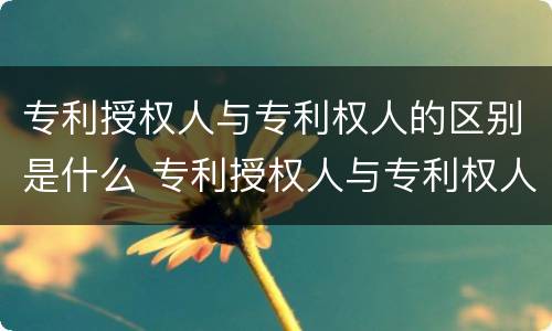 专利授权人与专利权人的区别是什么 专利授权人与专利权人的区别是什么呢