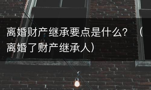 离婚财产继承要点是什么？（离婚了财产继承人）