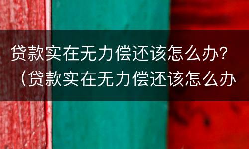 贷款实在无力偿还该怎么办？（贷款实在无力偿还该怎么办理）
