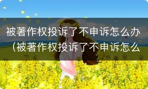 被著作权投诉了不申诉怎么办（被著作权投诉了不申诉怎么办呀）