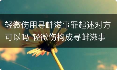 轻微伤用寻衅滋事罪起述对方可以吗 轻微伤构成寻衅滋事