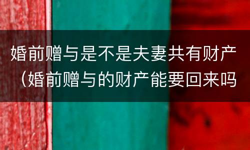 婚前赠与是不是夫妻共有财产（婚前赠与的财产能要回来吗）