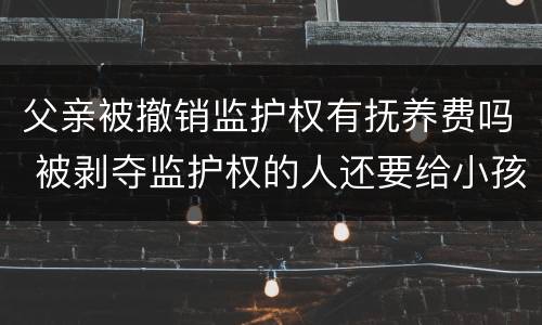 父亲被撤销监护权有抚养费吗 被剥夺监护权的人还要给小孩抚养费吗