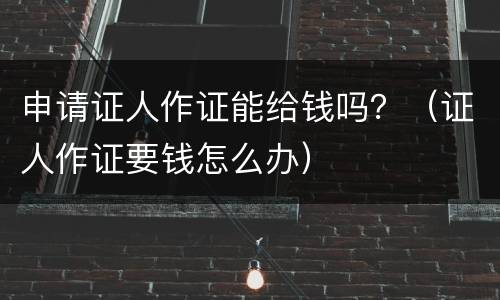 申请证人作证能给钱吗？（证人作证要钱怎么办）